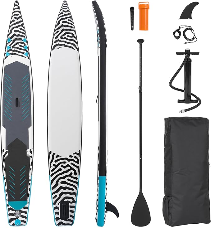 Paddle Board 14'x25’’ Inflatable Paddle Board with Complete SUP Accessories, Anti-Slip EVA Deck, Air Pump, Removable Fins, Carrying Handle, Backpack for Adult