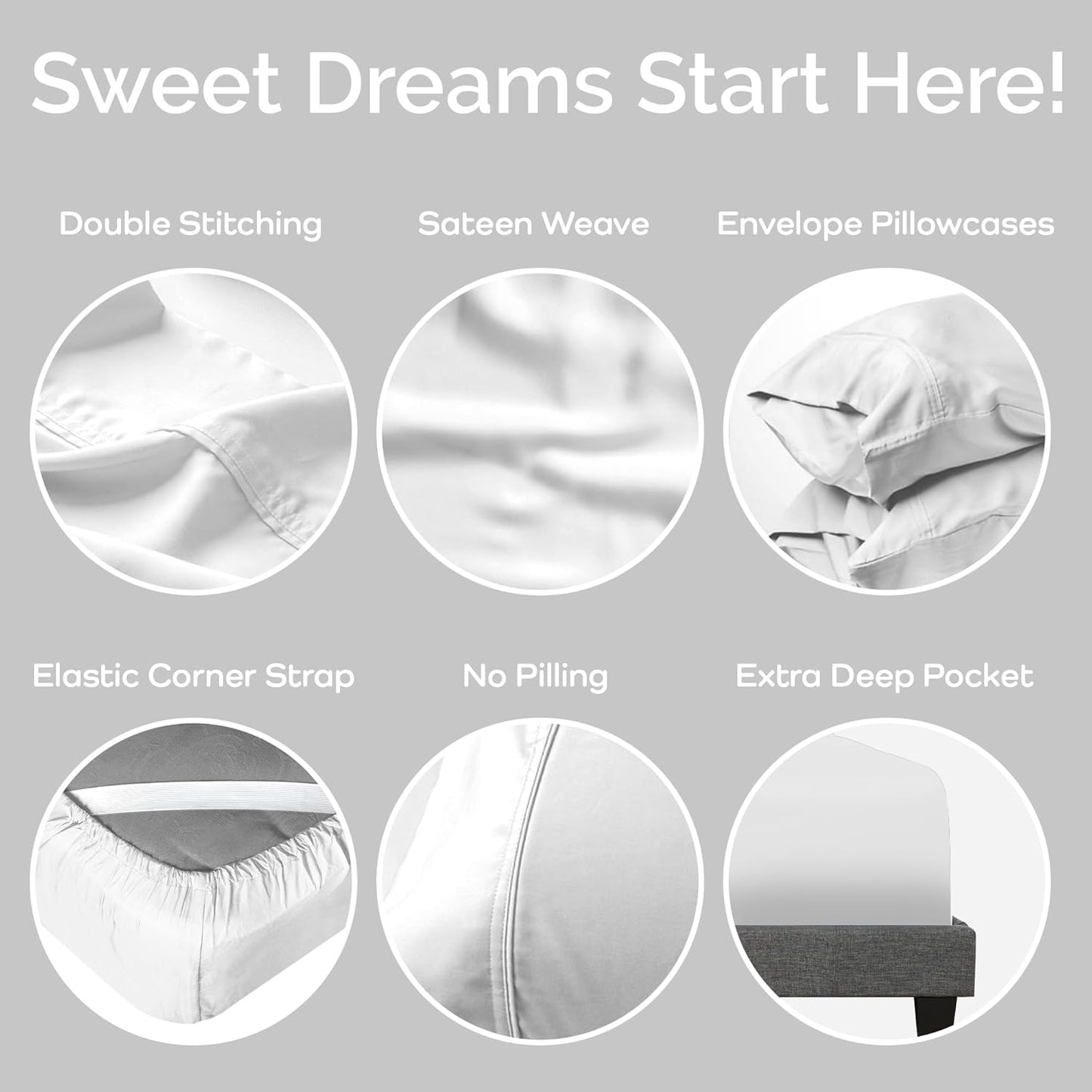 100% Viscose from Bamboo Sheets Queen Size, Super Soft Bedding Set, 4PC Cooling Sheets for Hot Sleepers, Vegan Silk Moisture Wicking, Organically Grown Bedsheet, White - 60" x 80"