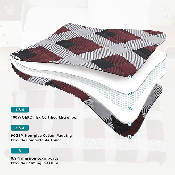 L'AGRATY Weighted Blanket - 60"x80" 15lbs Cooling Breathable Heavy Blanket Microfiber Material with Glass Beads for Adult All-Season Summer Fall Winter Soft Thick Comfort