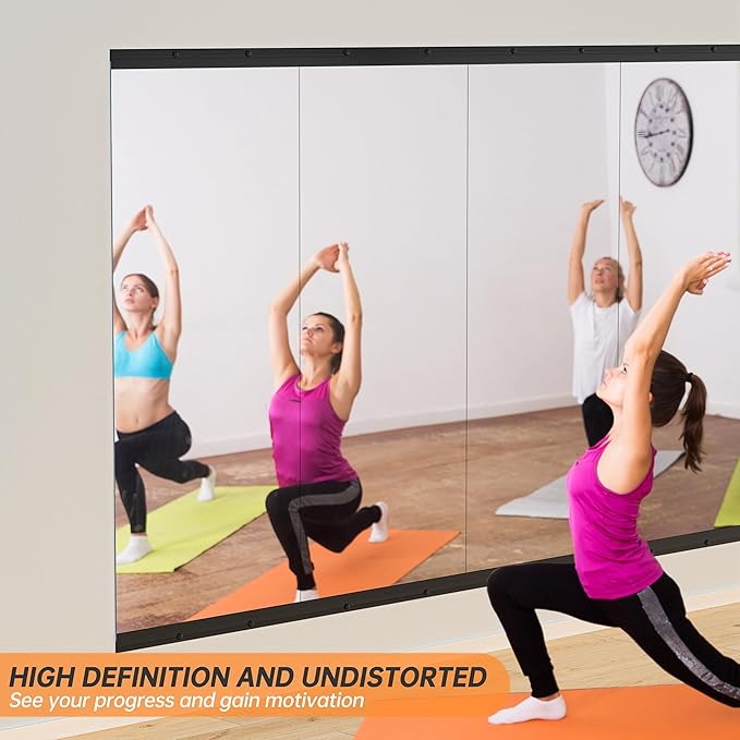 Hasipu 63''x28'' Home Gym Mirror Large Full Length Wall Mounted Full Body Mirror for Yoga Dance Fitness Exercise Studio Bedroom Garage, Frameless Tempered Glass Workout Mirrors Black Rectangular