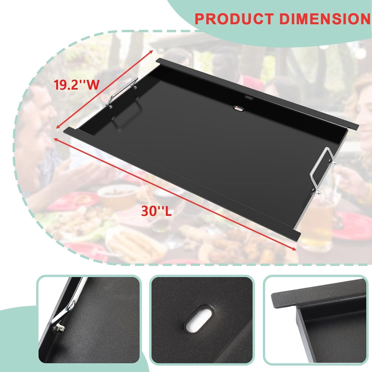 16517 Flat Top Griddle Insert for Bull Grill 4 Burner Angus 41628 47628 41629, Griddle Plate for Outlaw 30" 26039 26038, for Bull Premium 18248 18249, Lion L75000 Grill Parts, Non-stick Carbon Steel