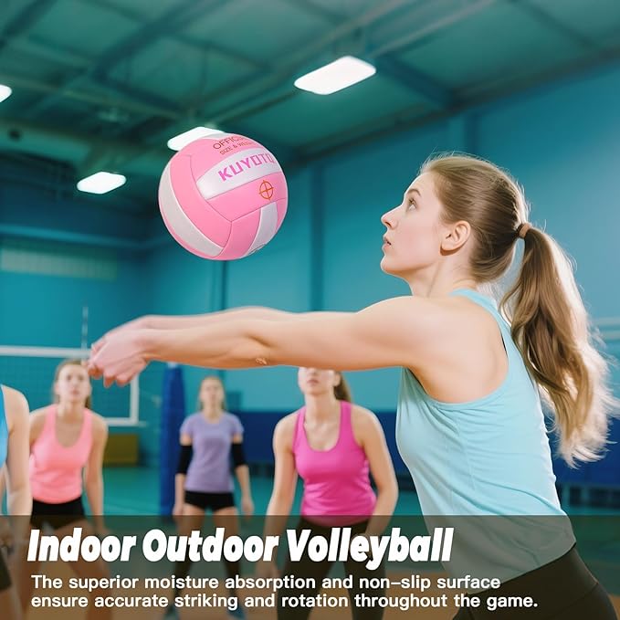 KUYOTQ Official Size 5 in&Outdoor Beach Volleyball,3MM Thickened Surface Soft Leather Youth Womens Mens Volleyball for Game Gym Training(Deflated)