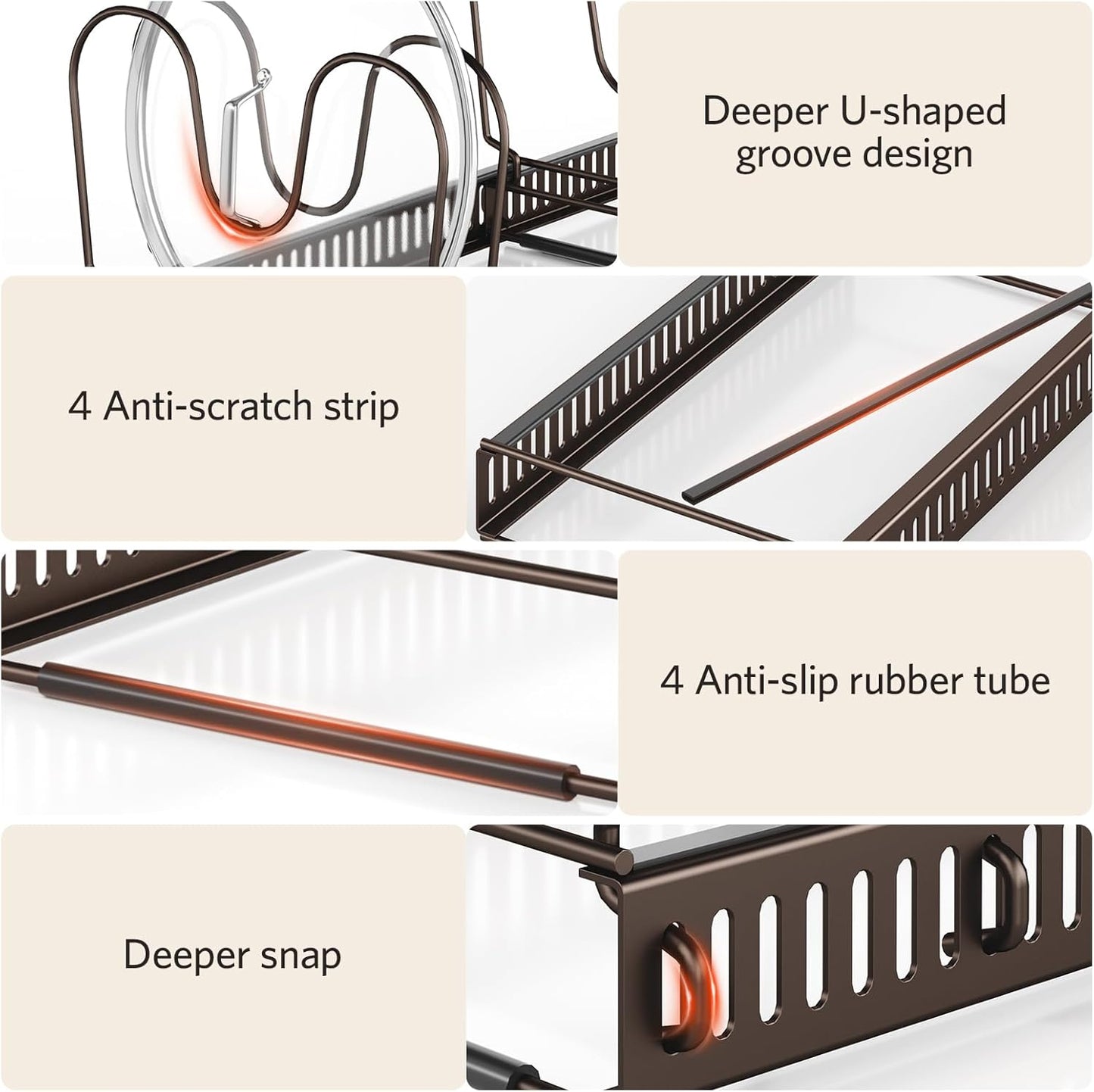 ORDORA Pots and Pans Organizer under Cabinet with Pan Holder: Expandable 11.8"-22.8" Kitchen Cabinet Organizer Rack, 12 Adjustable Dividers Storage for Cookie Sheets, Cutting Boards & Lid, Bronze