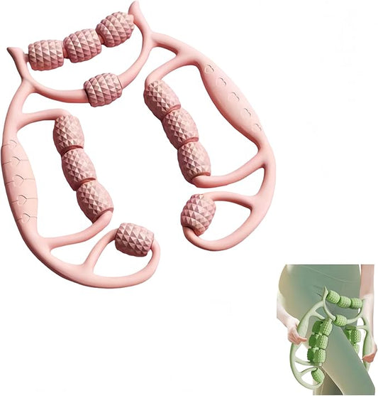 Deep Tissue Massage Roller for Legs Leg Massager Roller Thigh Massager PP 18-Wheel 9.45x10.24x4.33in Pink/Green for Home Fitness Muscle Recovery Men Women (12Wheels,Pink)