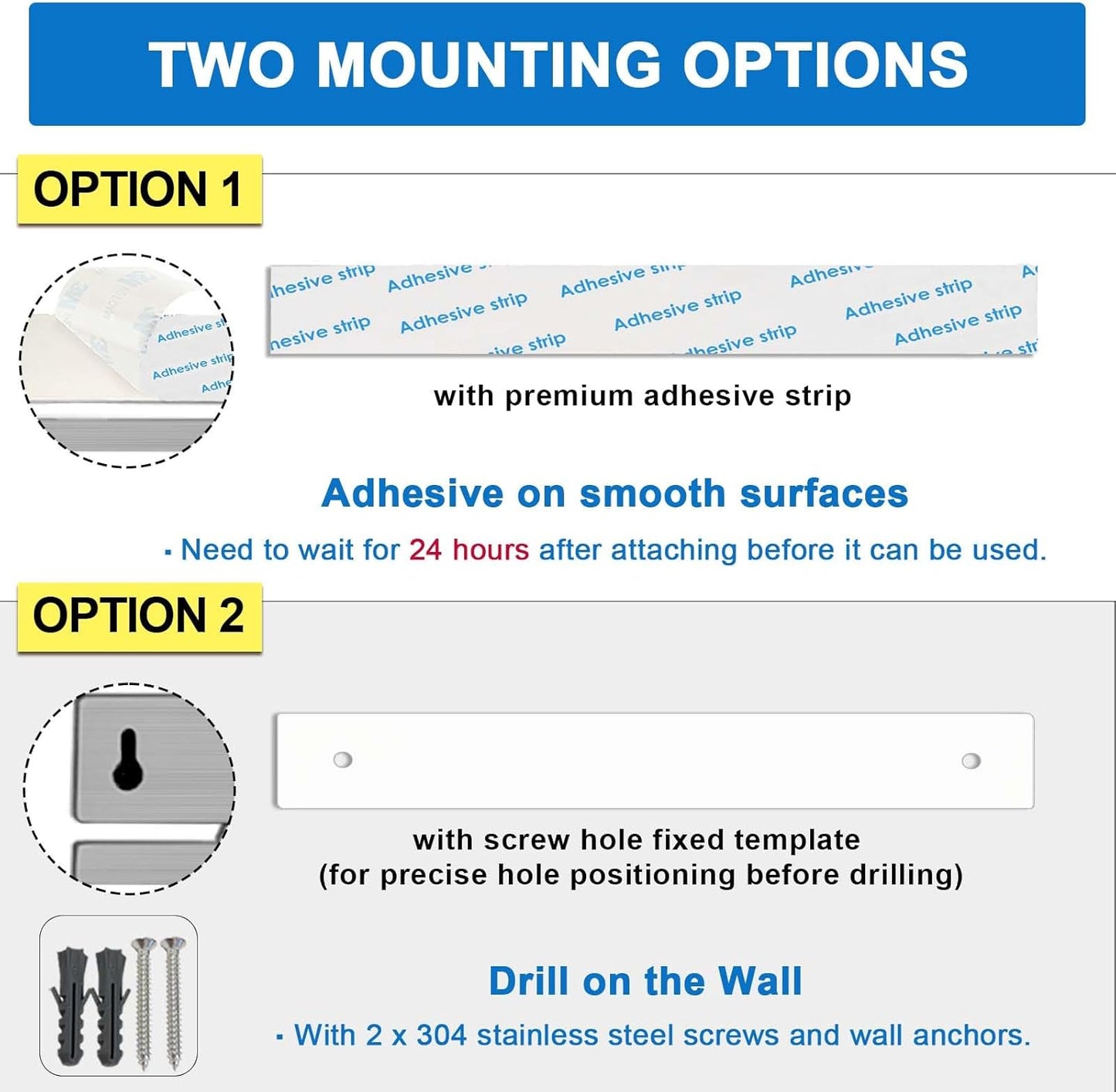 12 Inch Magnetic Knife Holder for Wall, Adhesive Knife Magnetic Strip No Drilling with 6 Hooks, Powerful Magnetic Knife Strip, Magnetic tool Holder for Kitchen Knives & Utensils (Silver)