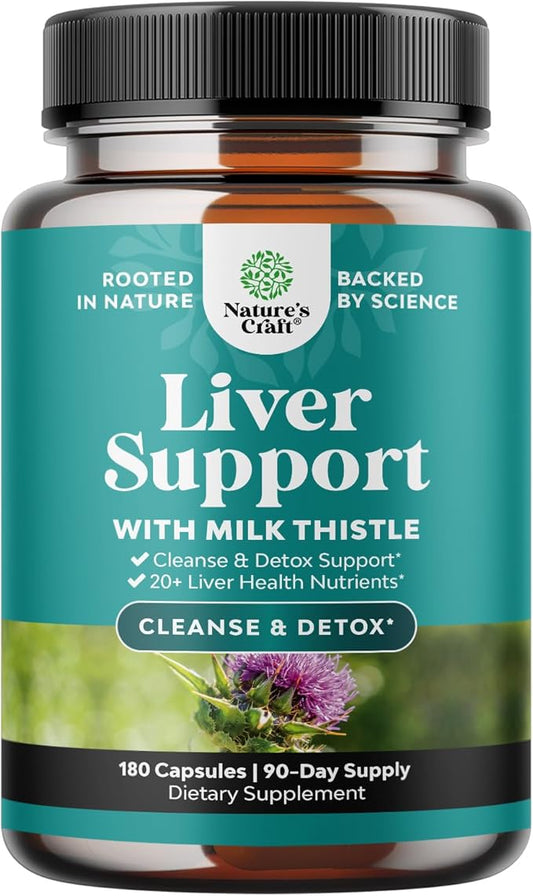 Liver Cleanse Detox & Repair 180 Capsules - Herbal Liver Support Milk Thistle Supplement - Silymarin Milk Thistle Supplements with Dandelion Root, Choline, Beetroot & Artichoke Extract