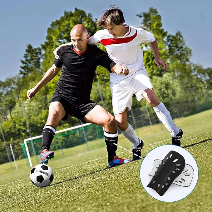 Soccer Shin Guards for Kids Youth, 2 Pairs Breathable Shin Pads for Boys Girls Teens Adults, Lightweight Football Equipment Cushion Protection for Men Women