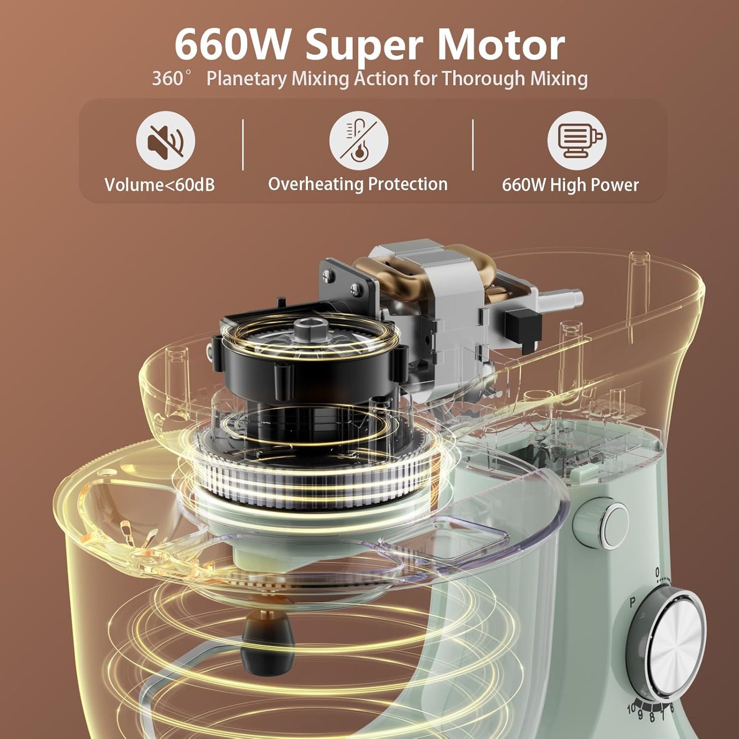 Electric Stand Mixer,10 Speeds Tilt-Head Food Mixer, 3-IN-1 Kitchen Mixer for Daily Cooks with 6 QT Bowl,Dough Hook, Beater, Whisk (Morandi Green)