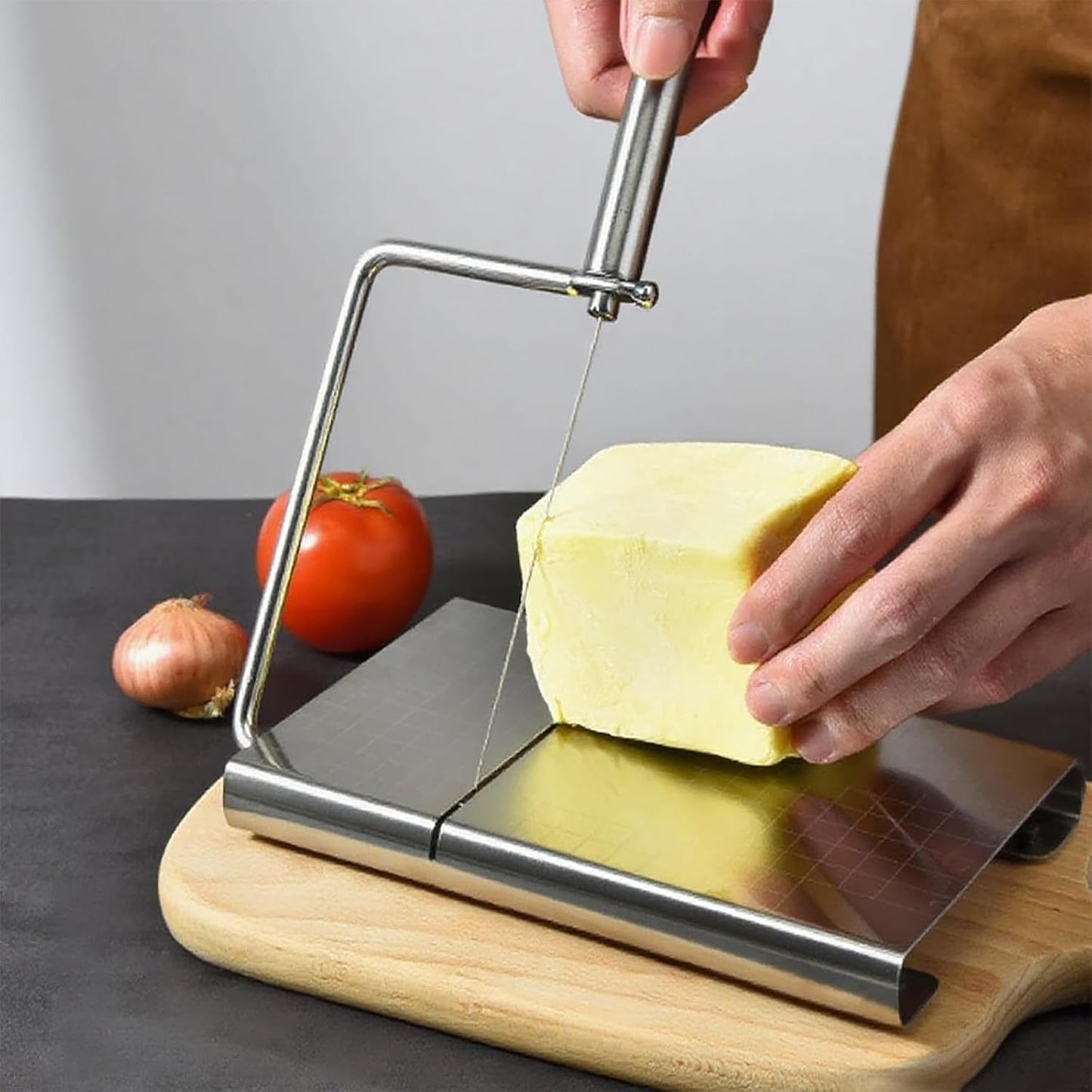 Stainless Steel Cheese Slicer Cutter, with 5 Spare Wires,Measurement Grid,Suitable for Block Cheese