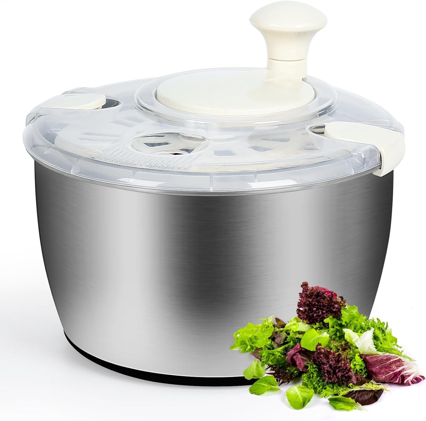 5Qt Stainless steel Salad Spinner, lettuce spinners,salad spinner BPA-Free small,Vegetable Dryer,Vegetable Washer,colander for kitchen,salad dryer spinner,fruit cleaner spinner
