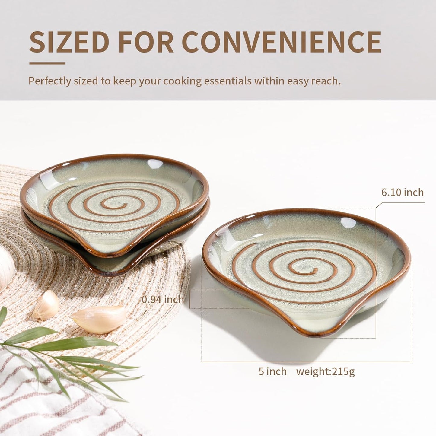 Spoon Rest for Stove Top, Large Ceramic Spoon Holder for Kitchen Counter, Heat Resistant Cooking Utensil Rest, Dishwasher Safe 5.1 Inch by ANTIS’S HOME (Green)