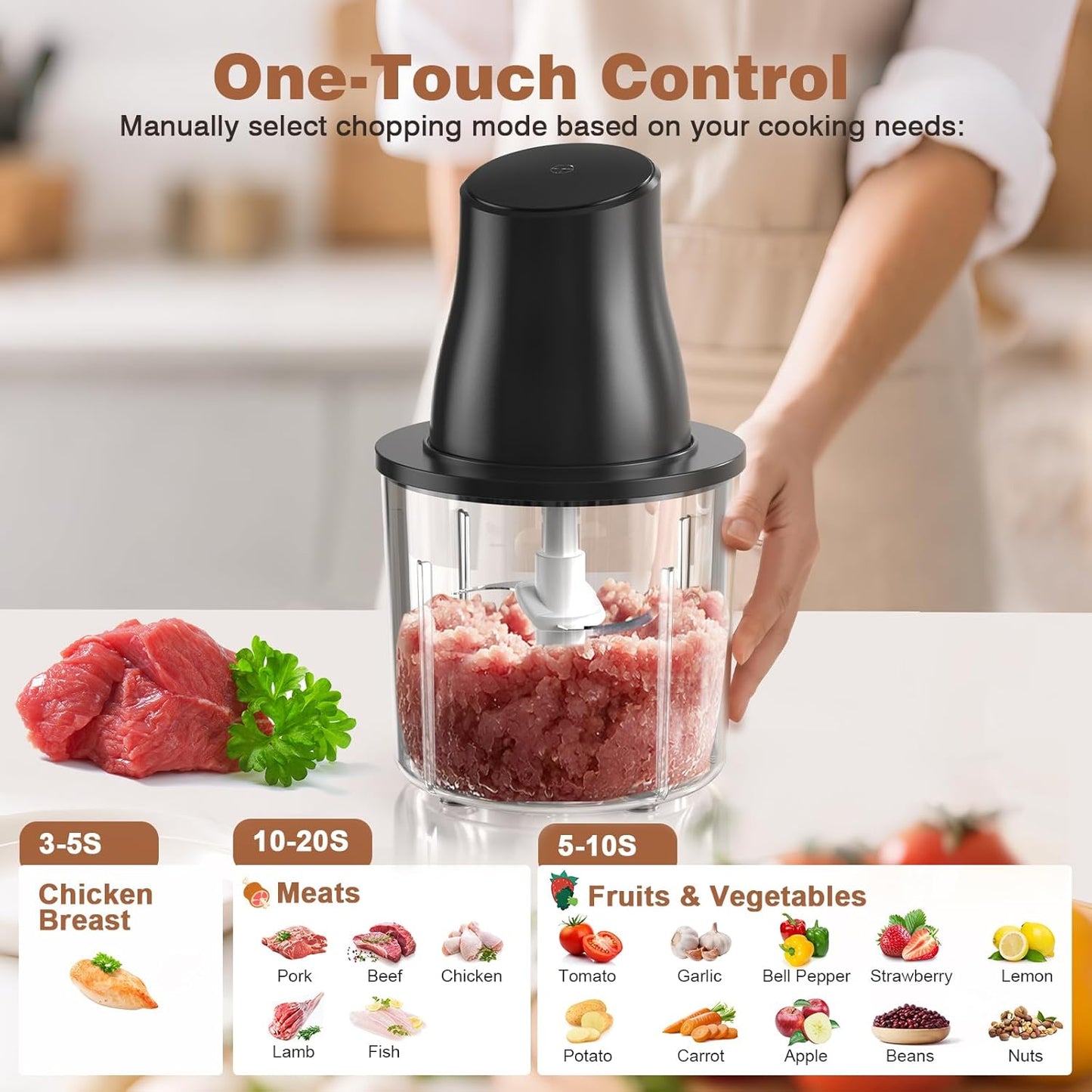 2-in-1 Electric Chicken Shredder & Meat Grinder, 250W Powerful Motor, Dual Blades for Shredding & Grinding, 1.5L BPA-Free Bowl, One-Touch Food Processor for Baby Food, Pet Meals, Fitness Meal Prep