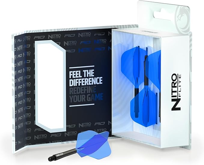 RED DRAGON Darts – Nitro Flite Integrated Flight & Shaft System – No.2 Shape and Design - Available in Short, Intermediate & Medium - Available in Variety of Colours - Professional Darts Accessories