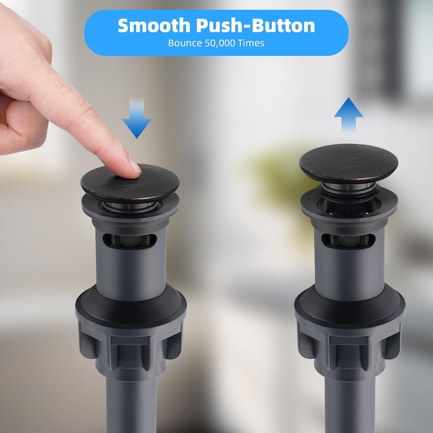 Hibbent 2 Pack Universal Bathroom Sink Drain Stopper, Pop Up Drain Strainer with Overflow, Push and Seal Sink Plug with Basket for Lavatory Vanity Vessel, Anti-Clogging Strainer, Oil Rubbed Bronze