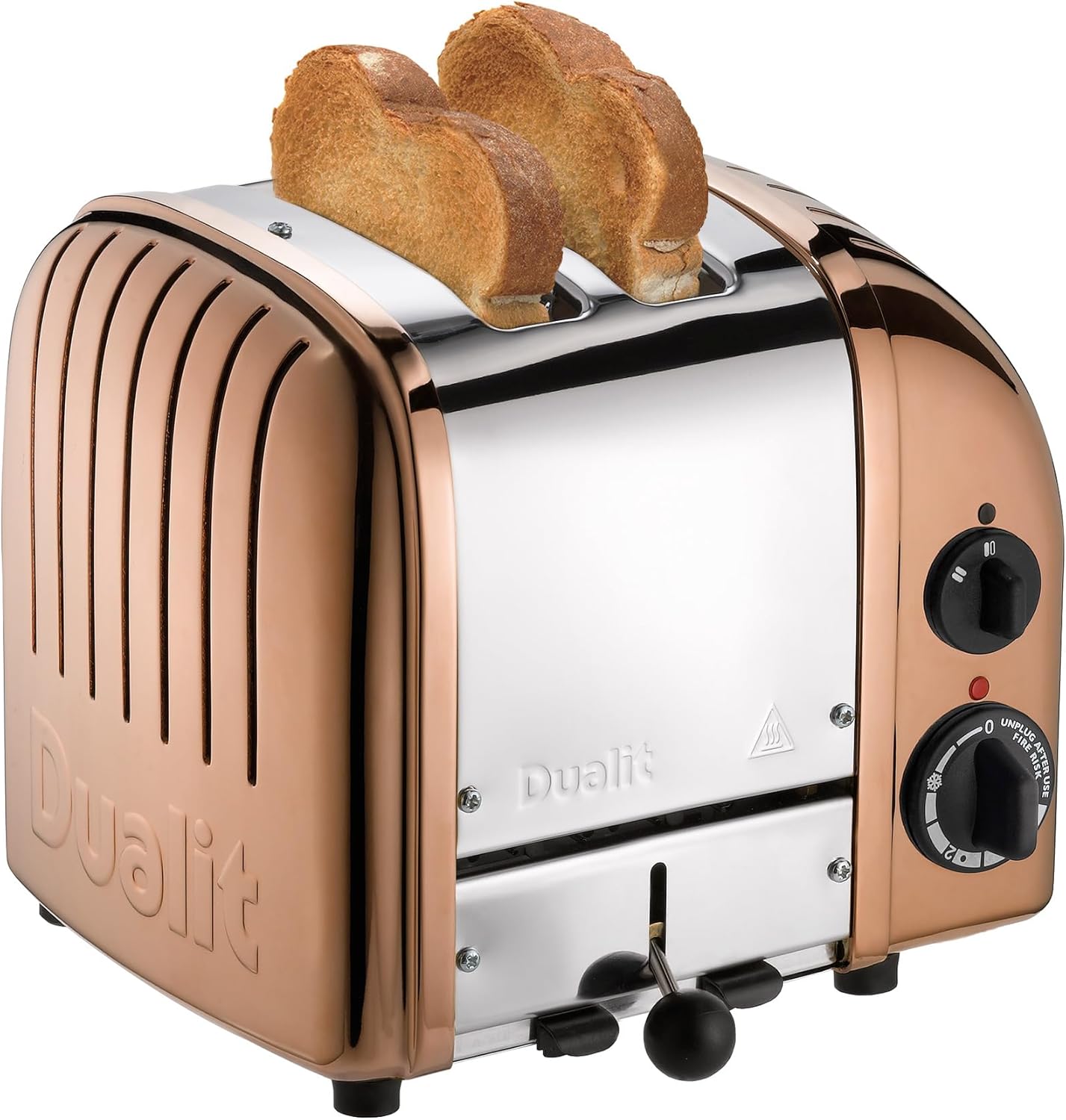 Dualit Classic 2 Slice NewGen Toaster - Stainless Steel - Hand Built in the UK - Replaceable ProHeat elements - Defrost Bread - Mechanical Timer - Copper Classic Toaster
