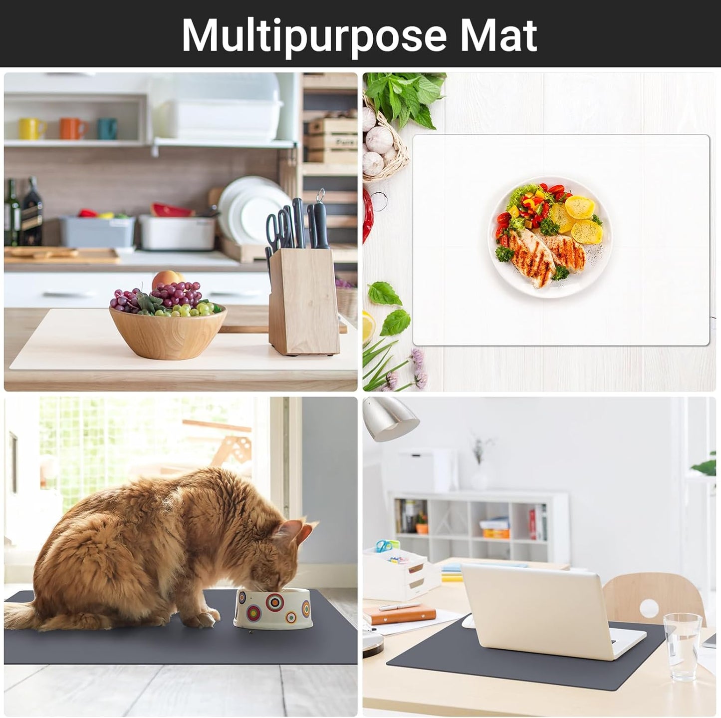 Gartful Oversize Silicone Mat for Craft, 27.6X 19.7 inches Silicone Sheet for Resin Jewelry Casting Mat Pad Countertop Protector, Nonstick Table Placemat, Dark Gray & Translucent, Pack of 2