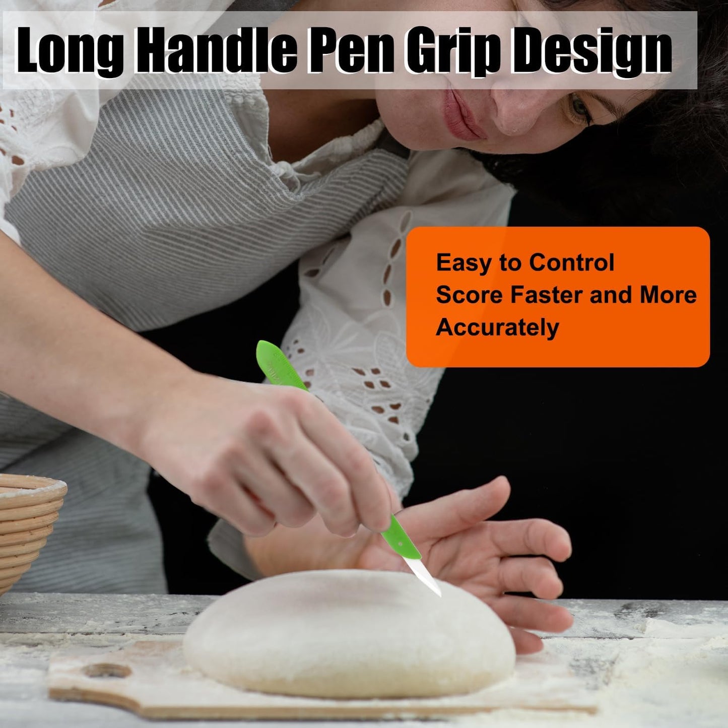 KUNIFU Bread Lame Bread Scoring Tool for Sourdough Scoring, Ceramic Scoring Knife for Bread Baking, Bread Scorer with Protective Cover, for Homemade and Bakery Use, Green