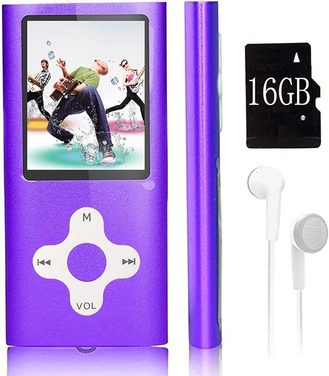 Mp3 Player,Music Player with a 16 GB Memory Card Portable Digital Music Player/Video/Voice Record/FM Radio/E-Book Reader/Photo Viewer/1.8 LCD (Violet)