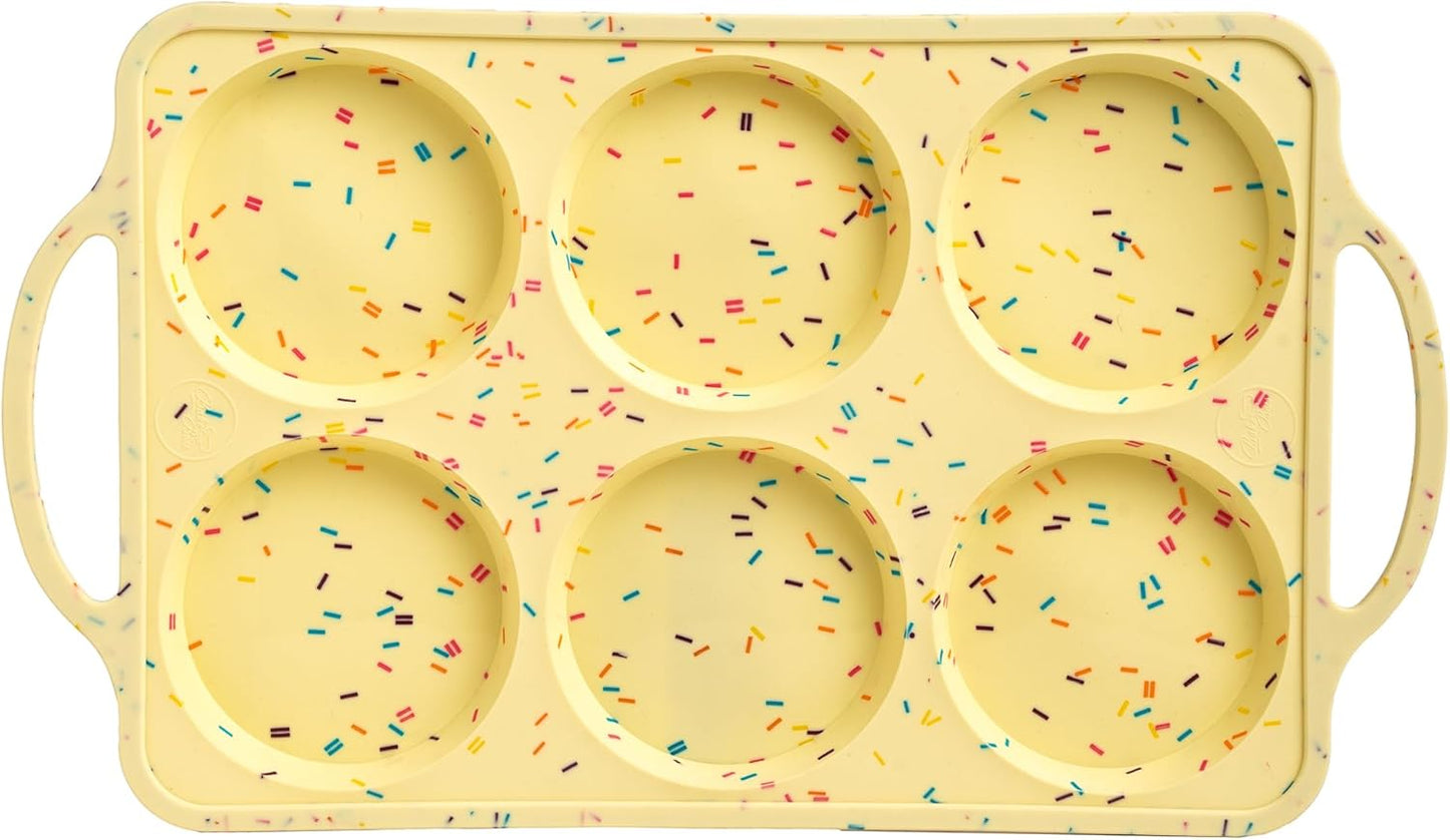 Jumbo Top Silicone Muffin Pans for Baking, 4 Inch Silicone Jumbo Muffin Pan 6 Cup, Egg Pan for Baking English muffins, Whoopie Pies, Corn Bread Bites, Confetti Muffin Top Pans Non Stick