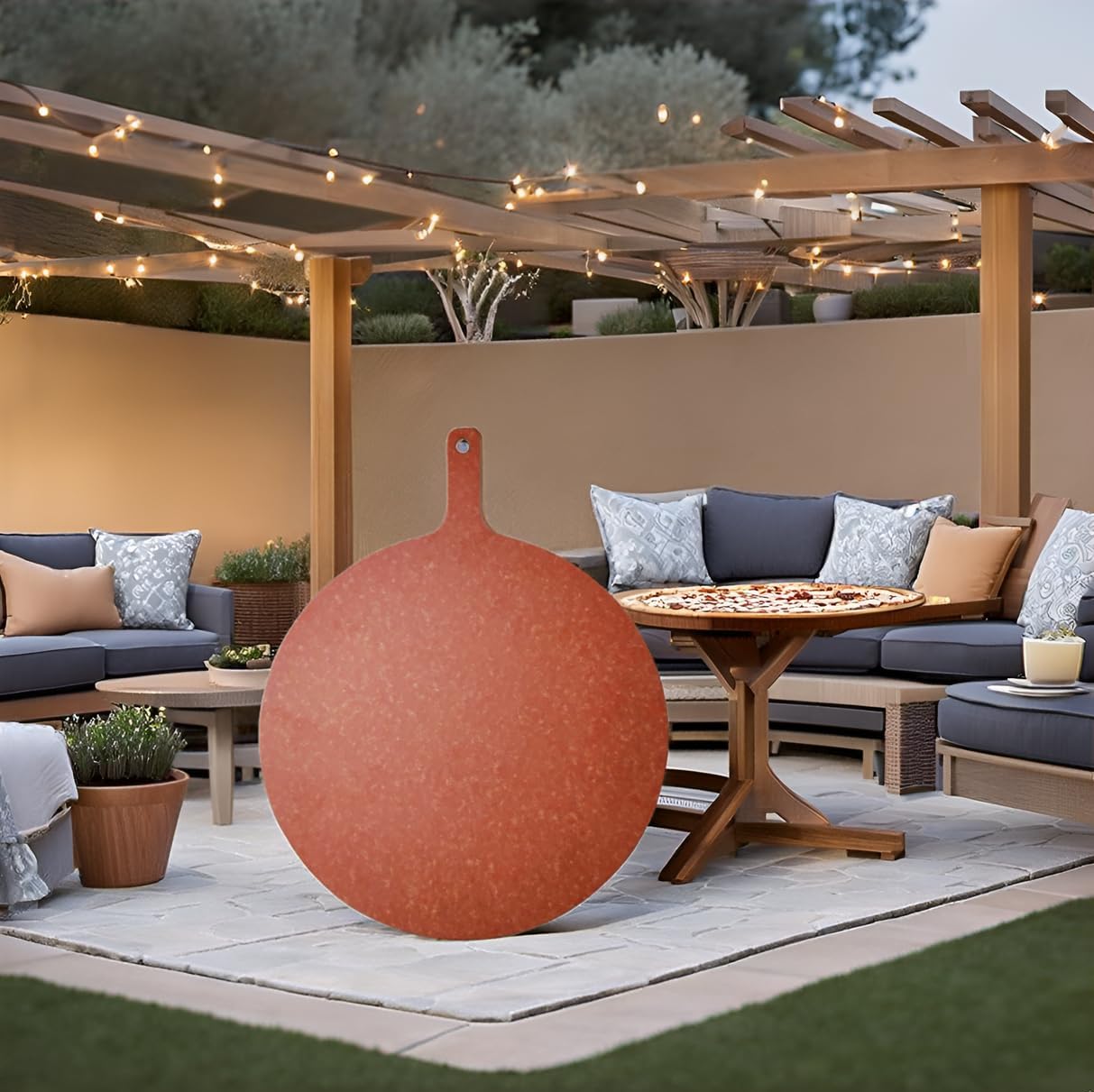 Pizza board 20"X16"Round Cutting Board Cutting Boards Wood For Kitchen with Handle Pizza Peel