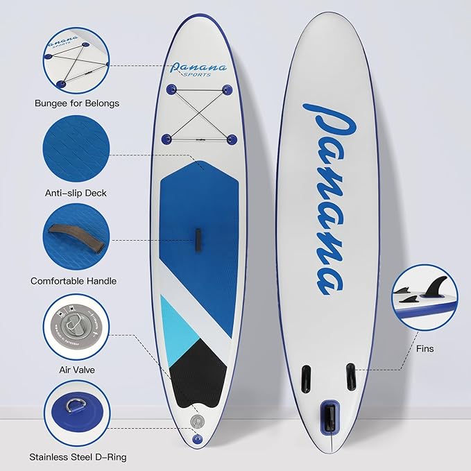 Panana Inflatable Stand Up Paddle Board, 10'x31 x6 SUP with Premium Paddle Board Accessories Kit, Anti-Slip EVA Deck for Adults Youth of All Skill Levels