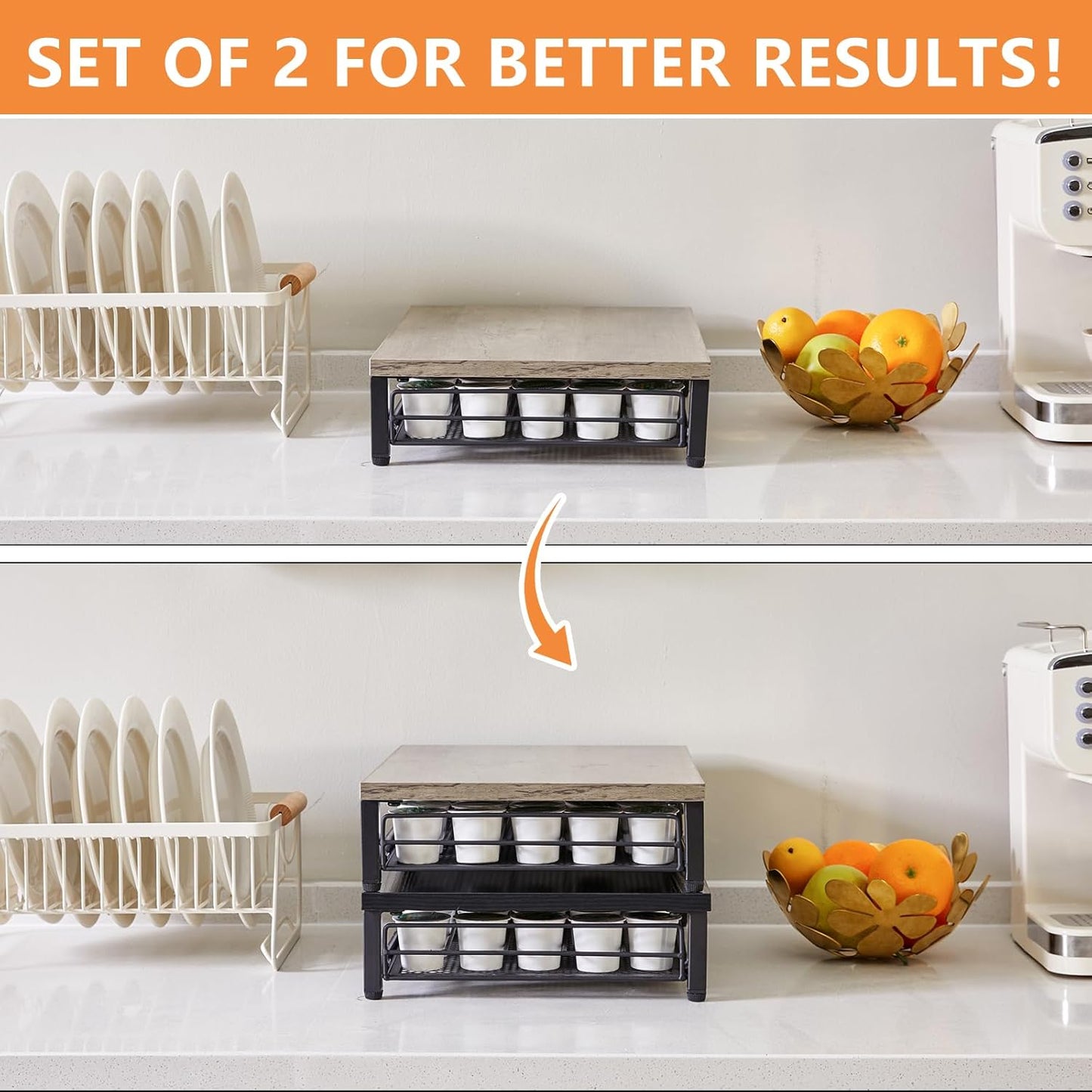 IBUYKE Coffee Pod Drawer Holder for K Cup, 35 Capacity Capsule Pods Storage Organizer,Under Coffee Pot Storage Drawer, Home Kitchen Coffee Pod Holder Counter Coffee Station,Greige UTCJ001Y