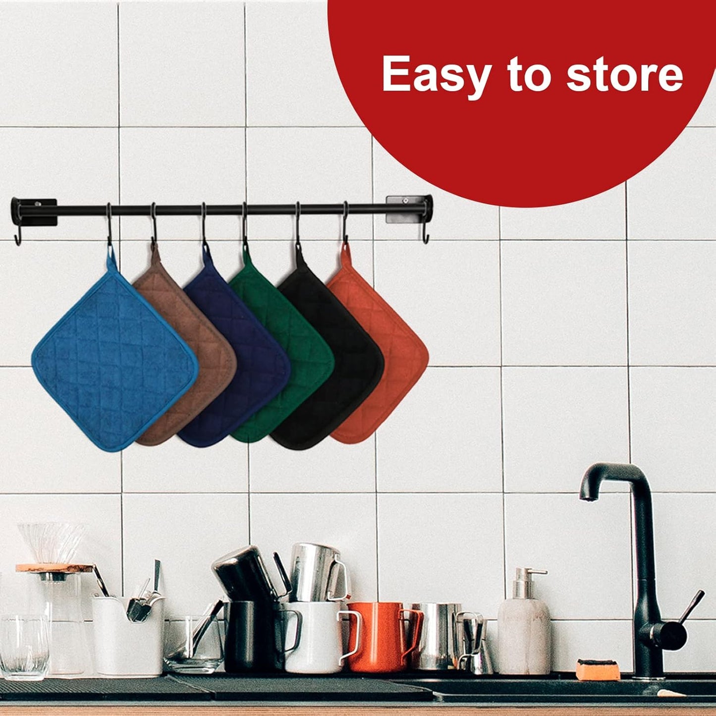 Joyhalo 6 Pack Pot Holders for Kitchen,Cotton Oven Holder with Great Heat Resistance,Non Slip Hot Pads for Kitchen Clearance,Yellow