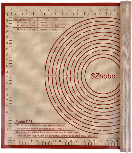 Silicone Pastry Mat 28''By 20'' Nonstick Baking Mats Non-slip Counter Mat for Dough Rolling, Pastry, Pie Crust, Fondant, Cookies, Bread, Pasta, Pizza Mat