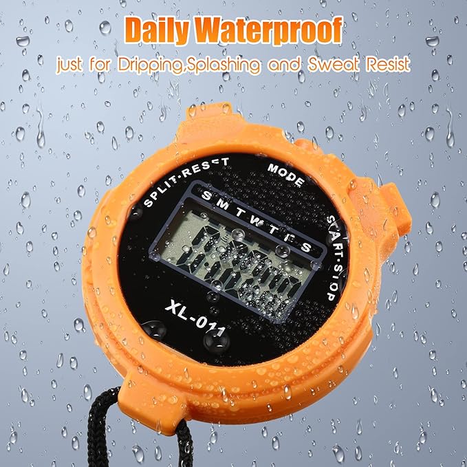 TOODOO 12 Pack Multi Function Digital Stopwatch Timer Bulk Sports Stopwatch with Lanyard Plastic Display Waterproof Date Time Alarm Timer for Coaches Fitness Referees