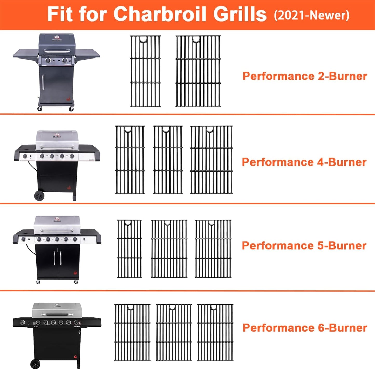 17" Grill Part Kit for Charbroil Performance 2 Burner 463630021 463660421 463655021 463630422 463655421,Grill Grates/Heat Plates/Burners/Adjustable Crossover/Tube/Ignition for Charbroil Grills