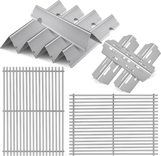 Stainless Steel Grill Flavorizer Bar Heat Plates with 2 Pack Grates BBQ Gas Grill Replacement Parts for Weber Genesis II 300 Series Genesis II E-310 E-315 E-330 E-335 S-310 S-335 Gas Grill