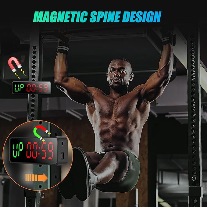 Small Gym Timer Clock Stopwatch Magnetic Workout Interval Timer, Large LED Digital Display, Home Accessories Countdown Clock for Home Gym Garage Schools