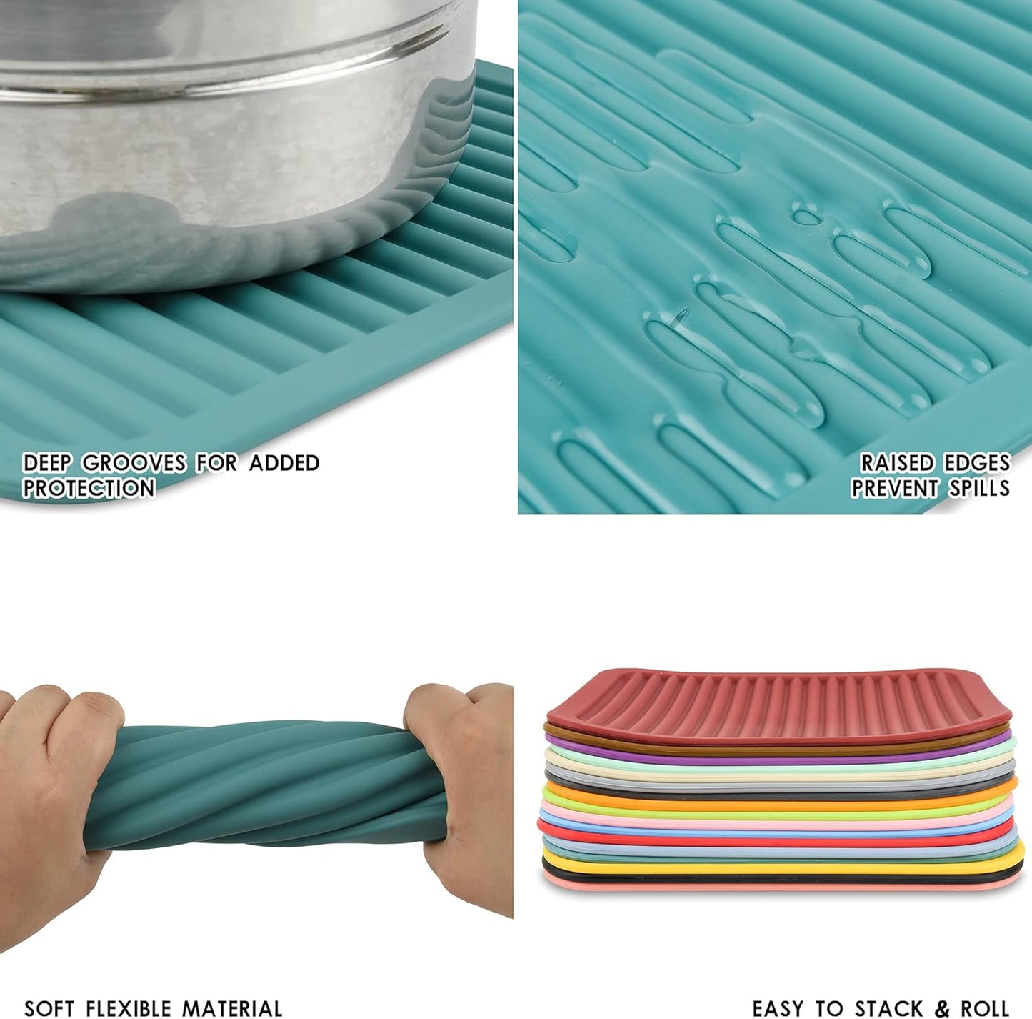 Smithcraft Silicone Trivets Mats for Hot Dishes and Hot Pots, Hot Pads for Countertops, Tables, Pot Holders, Spoon Rest Small Drying Mats Set of 2 Color Pink