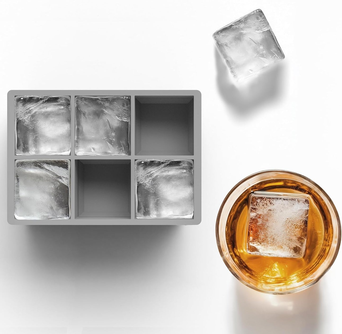 glacio Silicone Ice Cube Trays – Large Silicone Molds for 2-Inch Ice Cubes and Spheres Whiskey Ice Cube Trays with Lids for Cocktails & Bourbon – Set of 2
