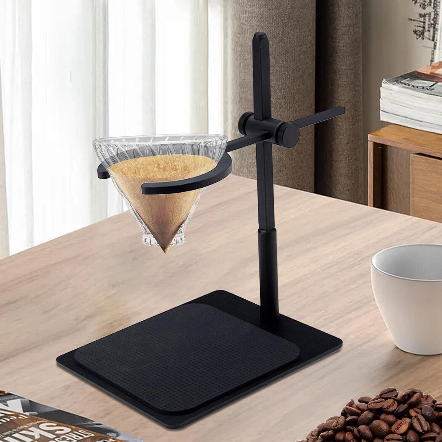 Xuthusman Coffee Dripper Holder Silicone Base Glass Funnel Stand Portable Coffee Dripper Rack Hight Adjustable for Home Kitchen