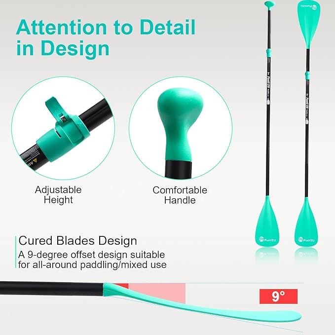 SUP Paddle, Stand Up Paddle Board Paddle Lightweight Adjustable 4-Piece Aluminium Kayak Paddles, Unique Lock Design Floating Alloy Shaft Paddle for Paddle Board