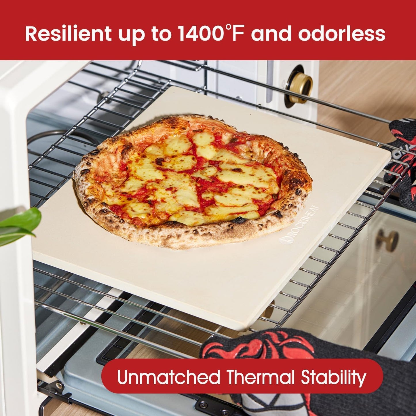 20"x 13.5" Pizza Stone, Cordierite Pizza Pan for Oven Grill and BBQ, Rectangular Large Baking Stone for Bread, Durable Cooking Stone, Thermal Shock Resistant