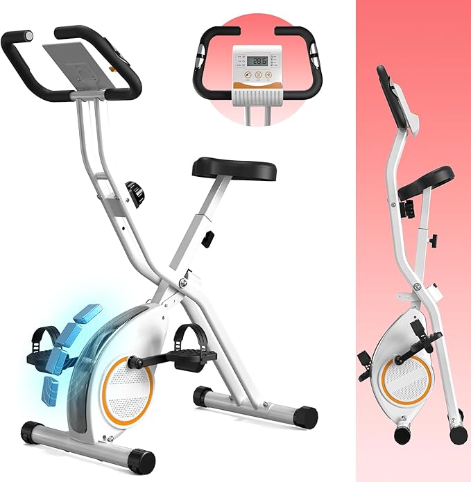 Foldable Exercise Bike Stationary Bikes for Home, 5 IN 1 Indoor Workout Bike, Cycling Bike with 16-Level Quiet Magnetic Resistance, 6.6 LBS Flywheel and 300LBS Capacity, 2025 Designed 817 X-bike