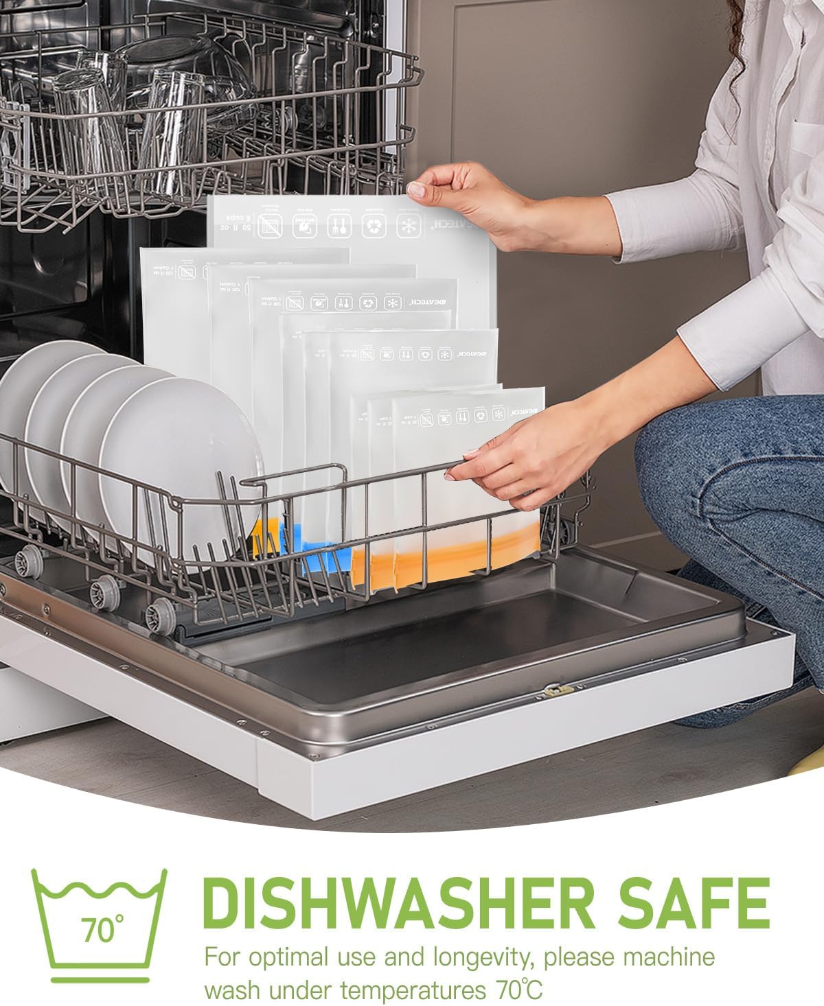 IDEATECH 12Pack Food Storage Bags Dishwasher Safe, BPA Free Gallon Freezer Bags, Reusable Snack Bags, Leakproof BPA Free Reusable Baggies for Lunch,Travel(2Gallon 4Quart 4Snack, Grey)