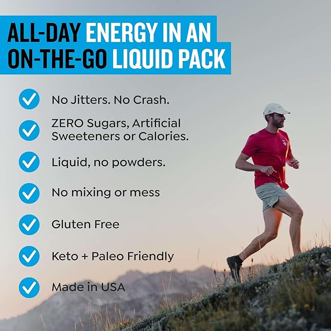 Zero Sugar Energy Drinks - Keto Natural Mix, Liquid Vitamin B Drink, Organic Caffeine Blend, On-the-Go Liquid Pack, Zero Sugar Grape Energy Packets by Mark Healey, Pack of 10