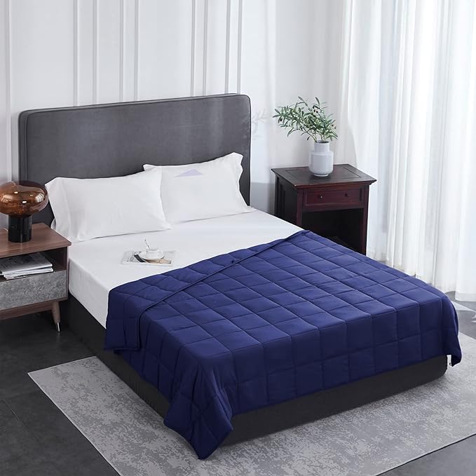 L'AGRATY Weighted Blanket - 48"x72" 20lbs Cooling Breathable Heavy Blanket Microfiber Material with Glass Beads for Adult All-Season Summer Fall Winter Soft Thick Comfort