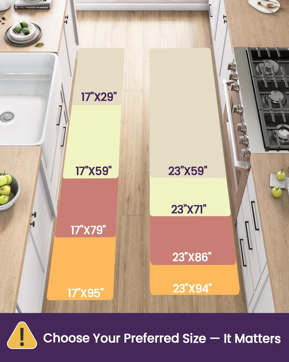 DEXI Kitchen Floor Mats Cushioned Anti Fatigue, 23x59, Large Long Standing Runner Rug Waterproof, Comfort Memory Foam Padded for Front Sink Laundry, Beige White