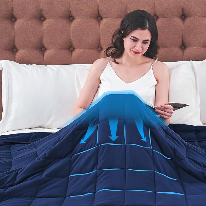yescool King Size Weighted Blanket for Adults (25 lbs, 80” x 87”, Blue) Cooling Heavy Blanket for Sleeping Perfect for 240-260 lbs, Breathable Blanket for Adults & Couple All Season, Machine Washable