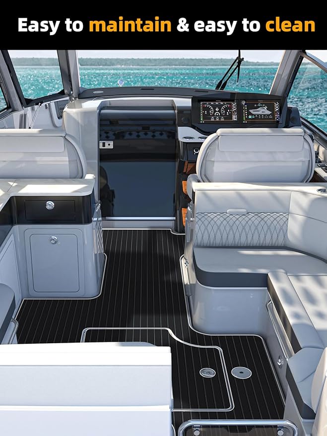 FOCEAN Boat Flooring EVA Foam Boat Decking Faux Teak Marine Flooring Boat Mat Boat Carpet Sheet for Motorboat RV Yacht Kayak Surfboard, 94.5"x 47.2"/35.4"/23.6"/15.7"