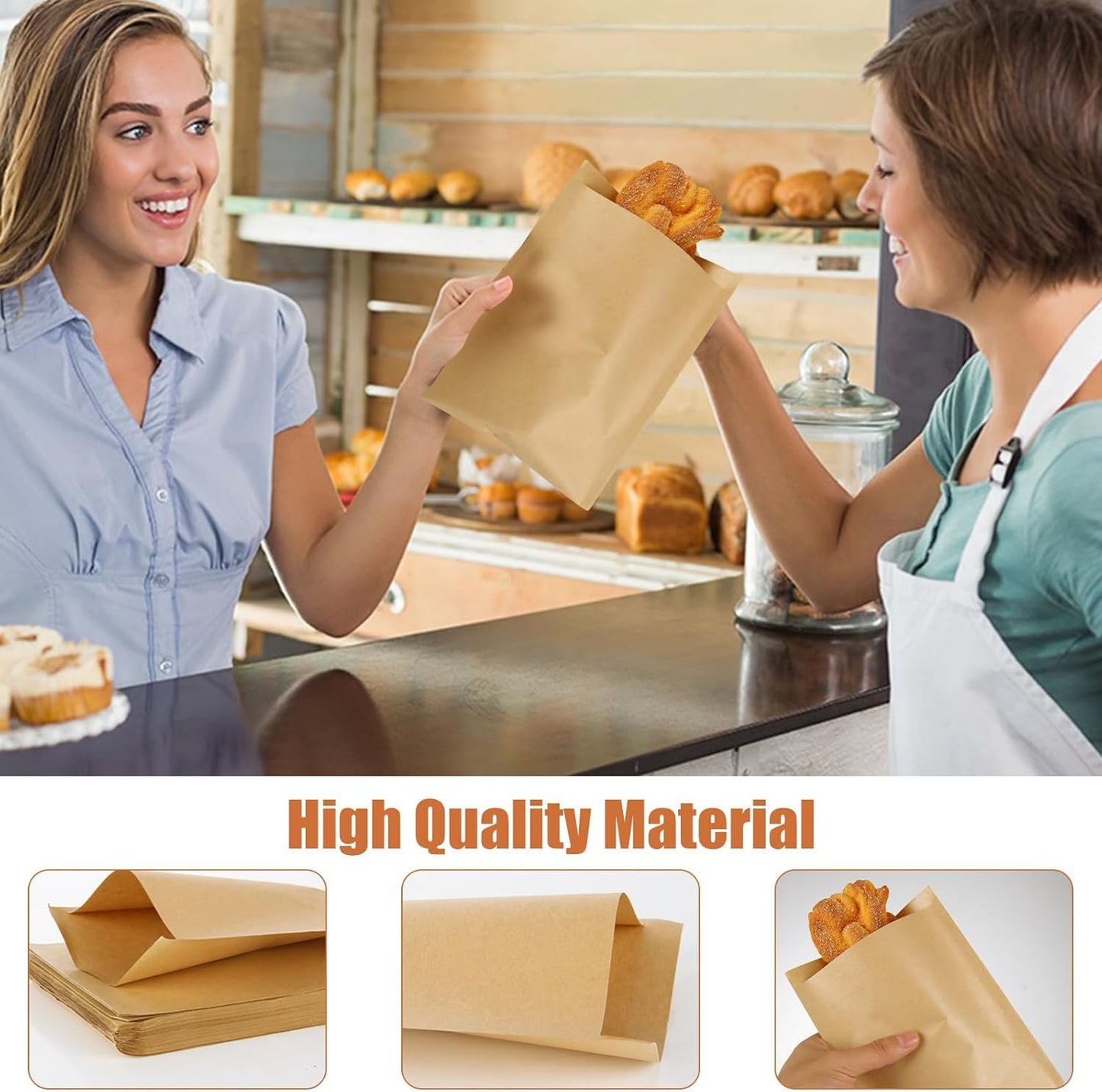 600 Pack Paper Sandwich Bags, 8x8 inch Wax Paper Bags, Greaseproof Bags Paper Cookie Bag Bakery Wax Bag for Food, Sandwich, Snacks, Cookie, Candies and More