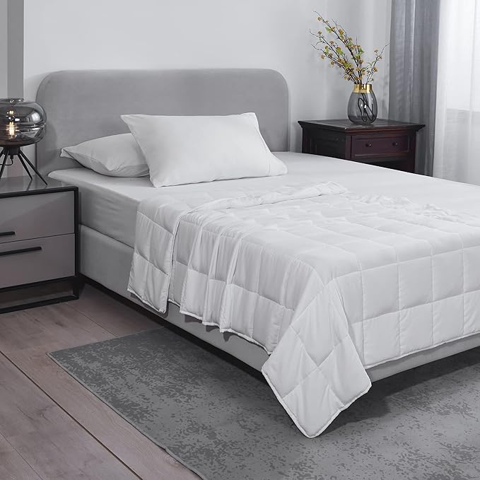 L'AGRATY Weighted Blanket - 60"x80" 20lbs Cooling Breathable Heavy Blanket Microfiber Material with Glass Beads Big Blanket for Adult All-Season Summer Fall Winter Soft Thick Comfort Blanket