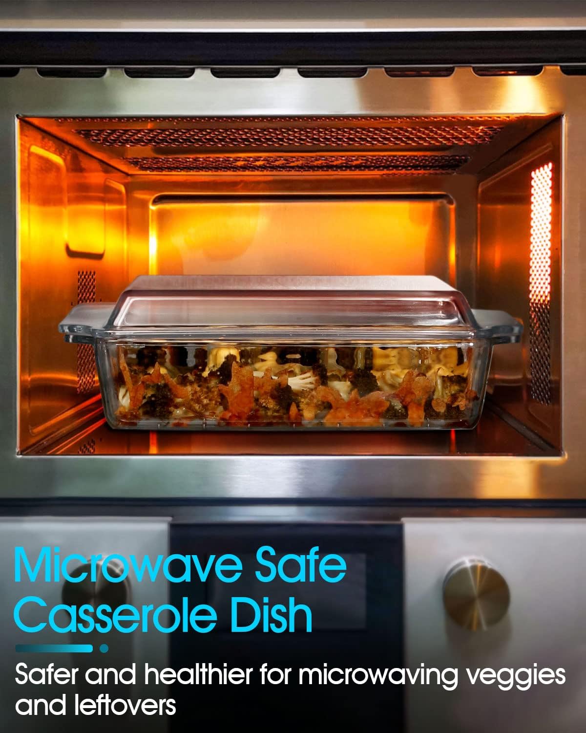 NUTRIUPS 8 x 9.5 Inches Rectangular Glass Casserole Dish With Glass Lid 2 Quart Glass Bakeware Glass Microwave Casserole Dish Glass Baking Dish with Lid