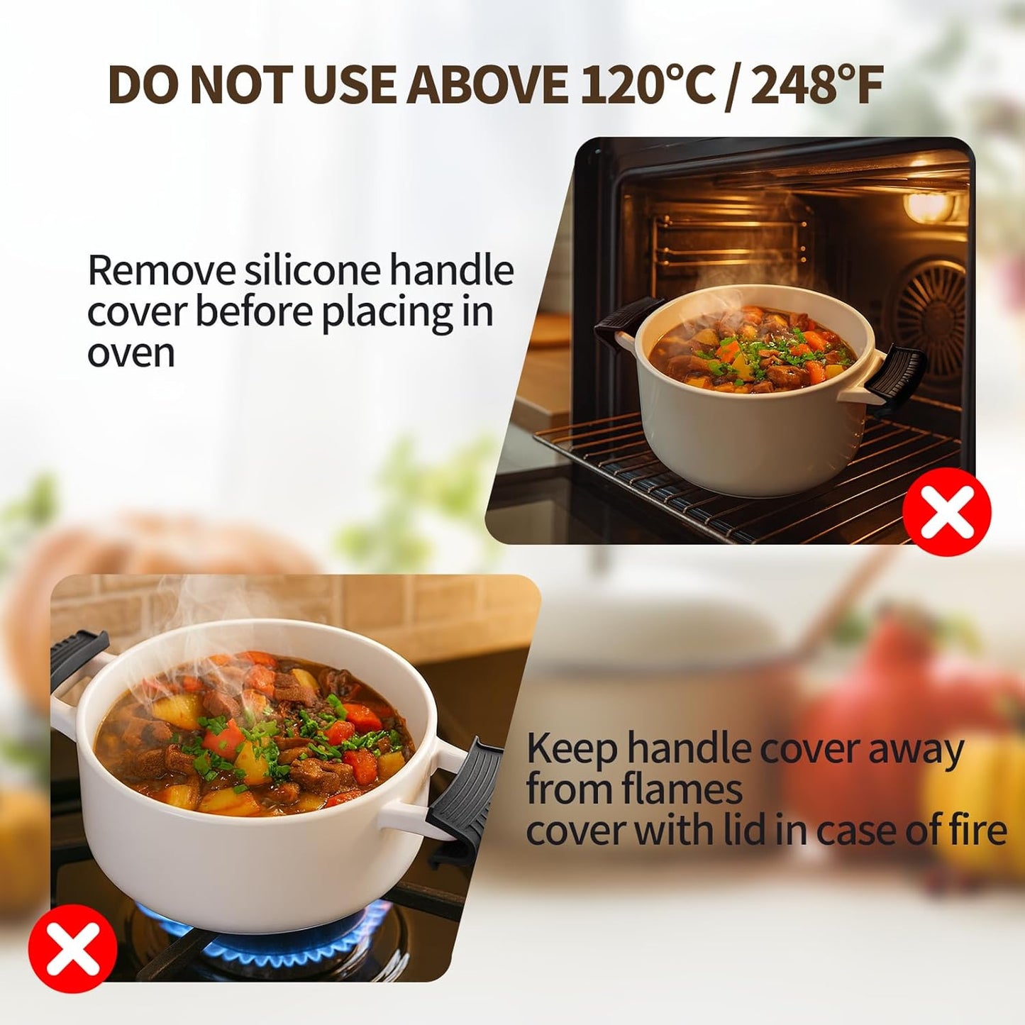 Cast Iron Skillet Handle Covers - 3 Pack Non-Slip Pot Handle Covers Potholder, Heat Resistant Silicone Pan Handle Sleeve for Cast Iron Skillet Metal Pan (Black)