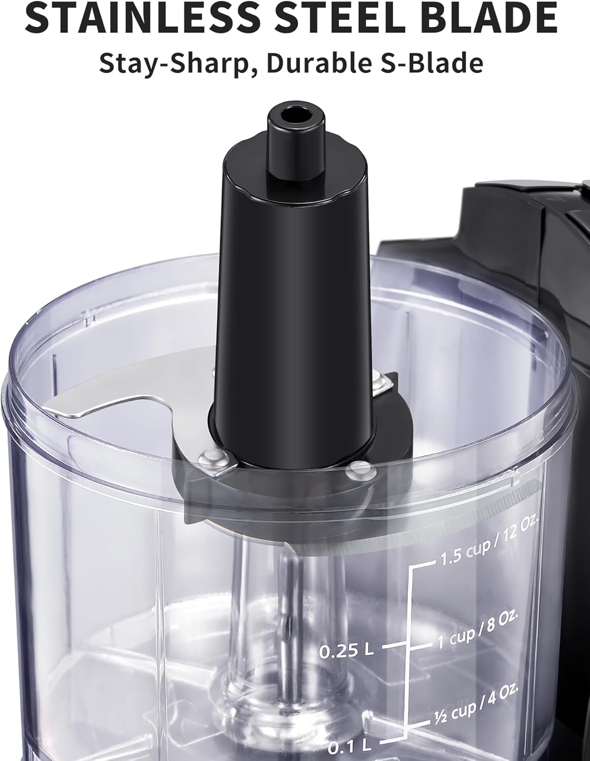 1.5-Cup One-Touch Electric Food Chopper, 100W Mini Food Processor Meat Grinder, Mix, Chop, Mince and Blend Vegetables, Fruits, Nuts, Meats, Stainless Steel Blade (Black)