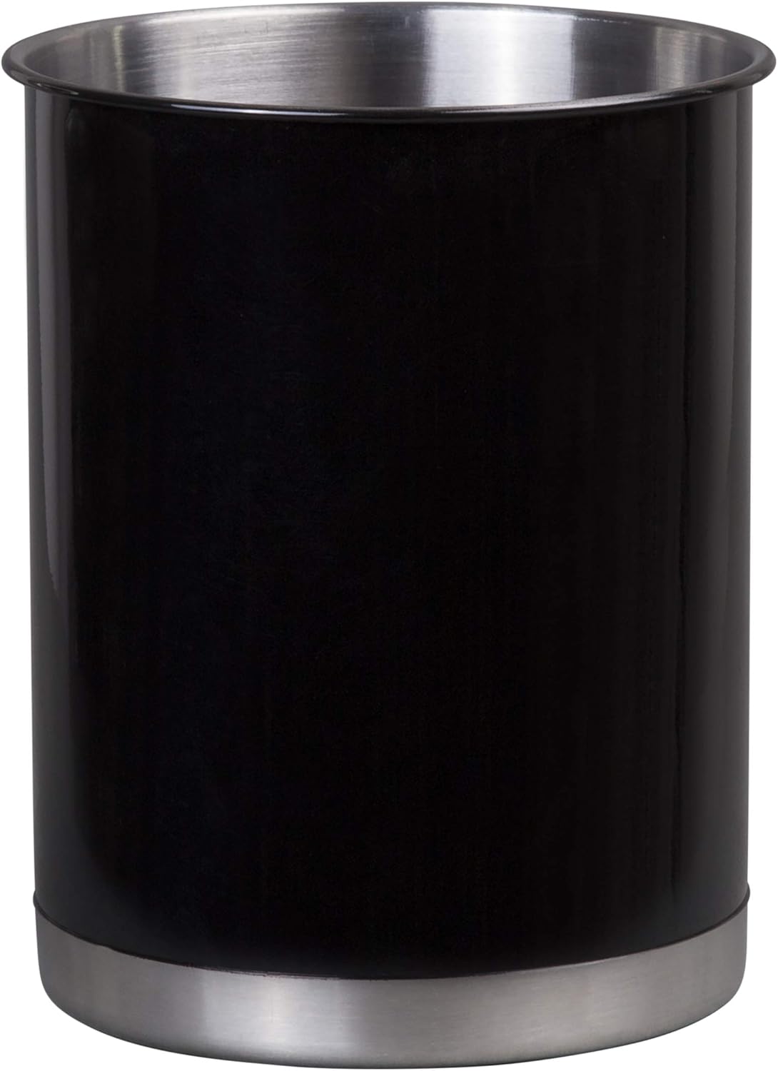 Creative Home Stainless Steel Utensil Holder– 6.3" Large Cooking Tool Organizer for Kitchen Decor and Countertop Storage, Stable Anti-Tip Design, Durable Powder-Coated Finish, Black